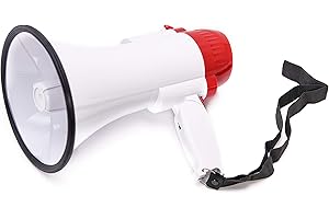 BEMLDY Portable Megaphone Bullhorn 30 watt Power with Built-in Siren/Alarm-Music-Adjustable Volume -Strap Powerful and Lightweight