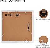 EGOFINE 12x12 Picture Frame Solid Wood with Acrylic Glass 8x8 Mat White view 7