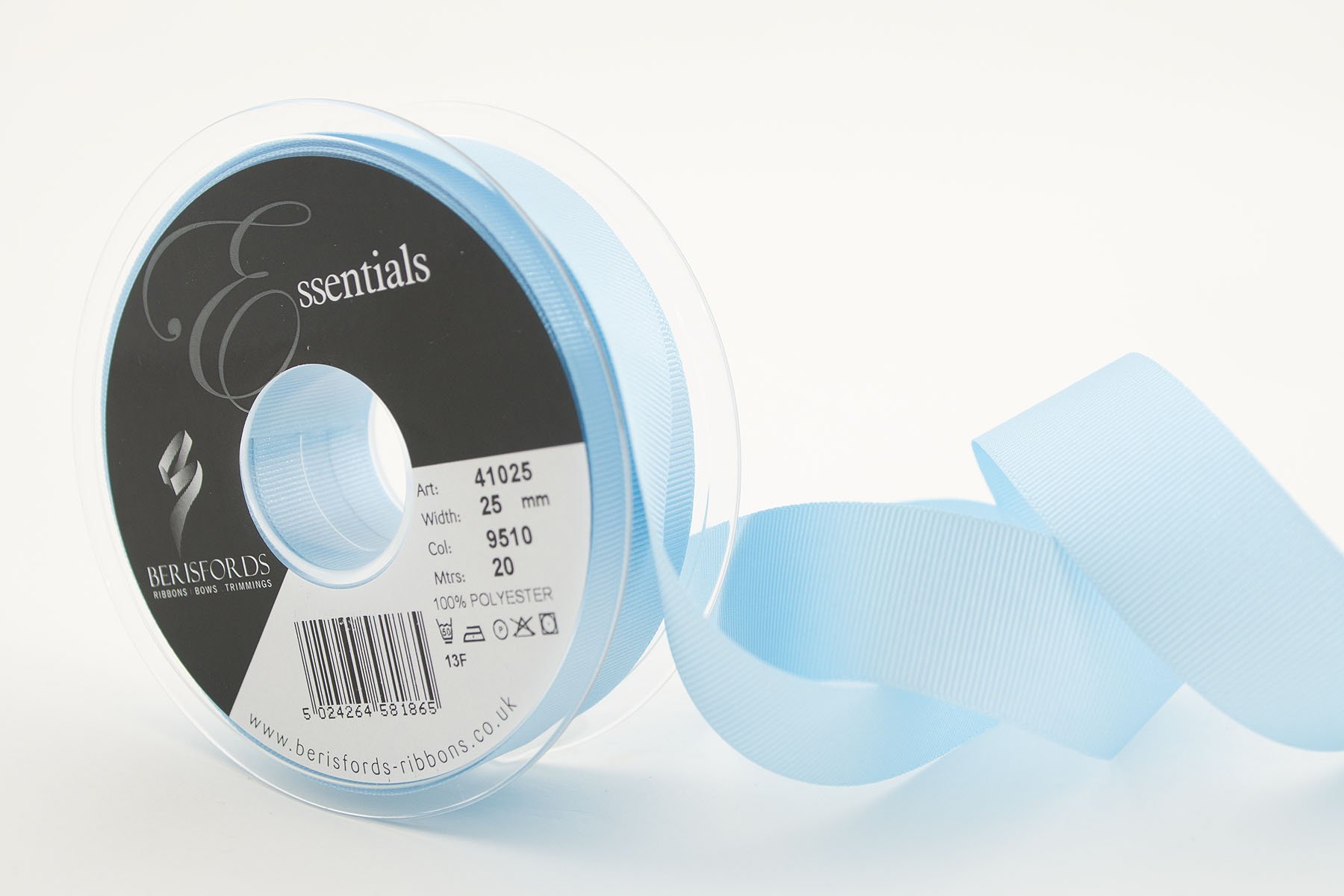 Berisfords 41025 20 m x 25 mm Polyester Grosgrain Ribbon, Sky โ image 1