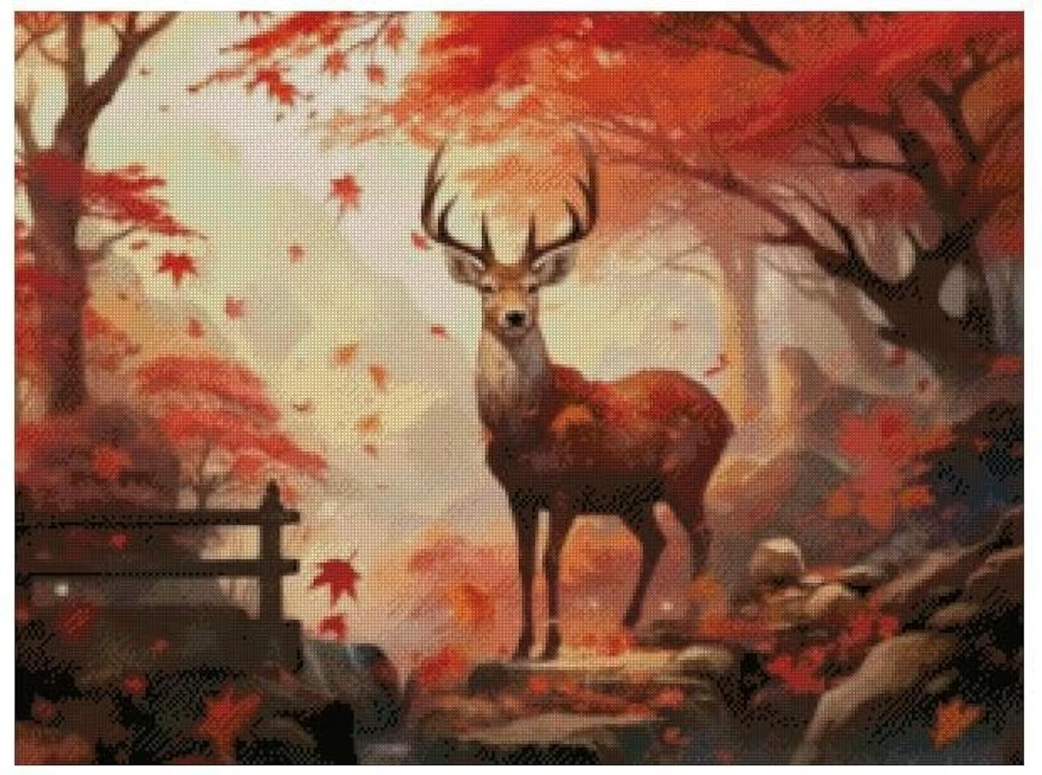 Leaves are Falling (2) Counted Cotton Cross Stitch,100% Cotton,14count,300x220stitch, 54x40 cm Autumn Deer View Cross Stitch kit
