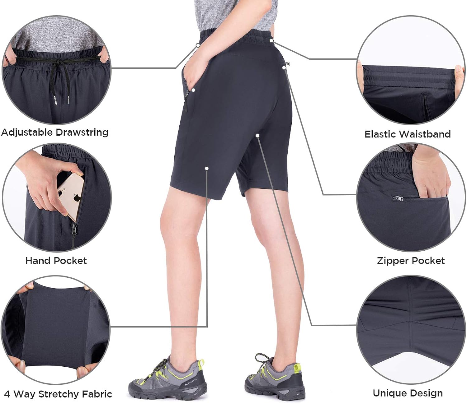Wespornow Women's-Quick-Dry-Hiking-Shorts Bermuda Shorts for Golf, Fishing, Camping, Travel, Workout: Clothing