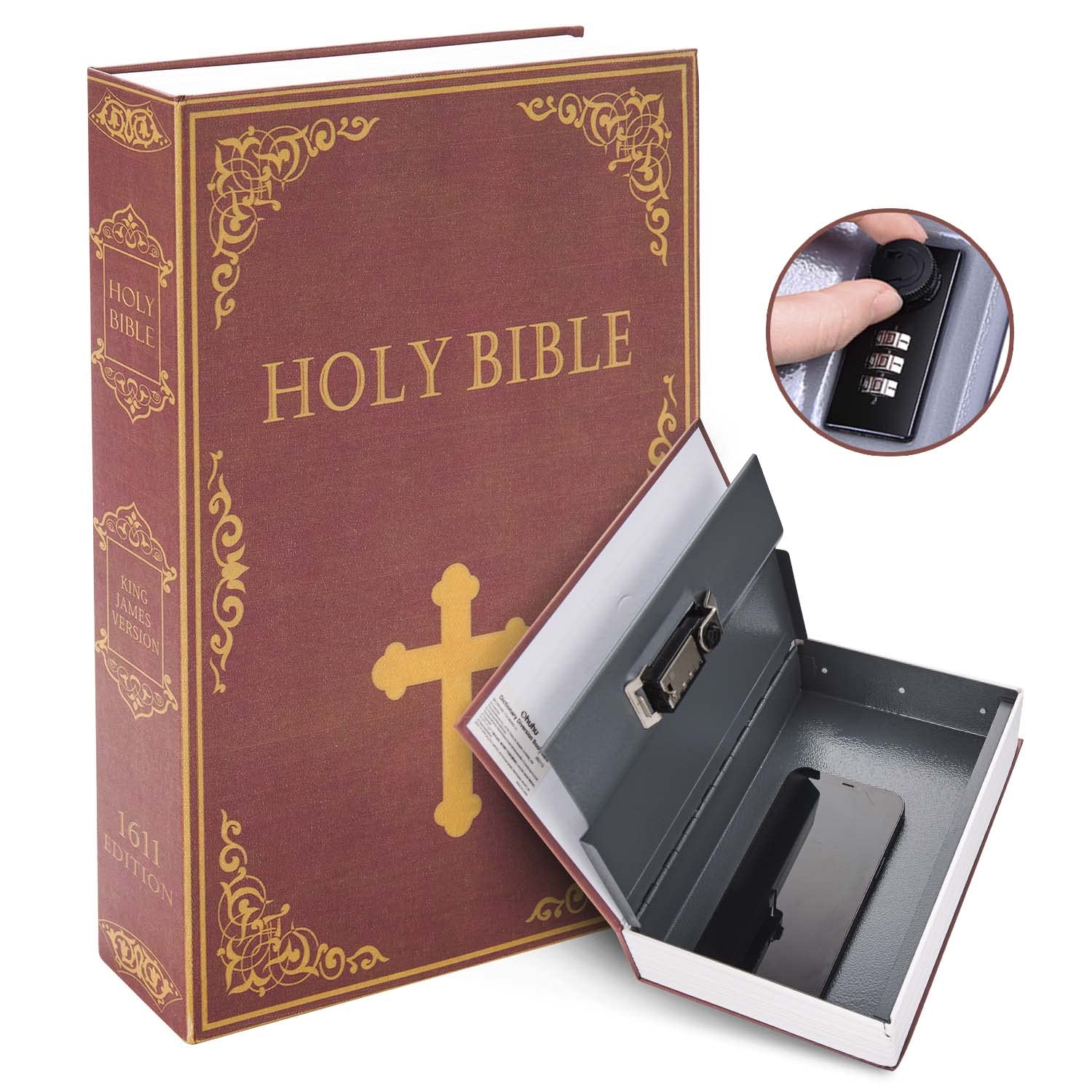 Book Safe with Combination Lock, Ohuhu Dictionary Diversion Money Box, Portable Safe Book, Safe Box for Home Office, Secret Hidden Box for Key Money Cash Jewelry