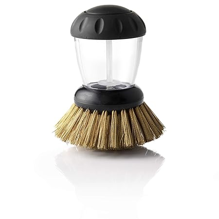 Kitchen Candy® BBQ GRILLBÜRSTE MIT SPÜLMITTELSPENDER – Mit Borsten aus Messing und Silikon Grip für optimalen Halt. Reinigt d