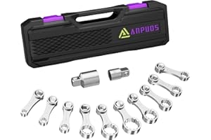 ANPUDS Torque Adapter Set, 12 pcs SAE 12 Point Torque Adapter Extension Set, 3/8" Torque Wrench Adapter with 5/16", 3/8", 7/16", 1/2", 9/16", 5/8", 11/16", 3/4", 13/16", 7/8", 1/2''+1/4'' Adapter