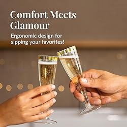 Prestee 48 Disposable Plastic Champagne Flutes with