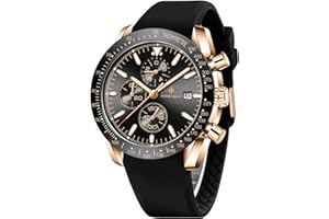 BY BENYAR BENYAR - Stylish Wrist Watch for Men, Genuine Silicone Strap Watches, Perfect Quartz Movement, Waterproof and Scratch Resistant, Analog Chronograph Quartz Business Watches