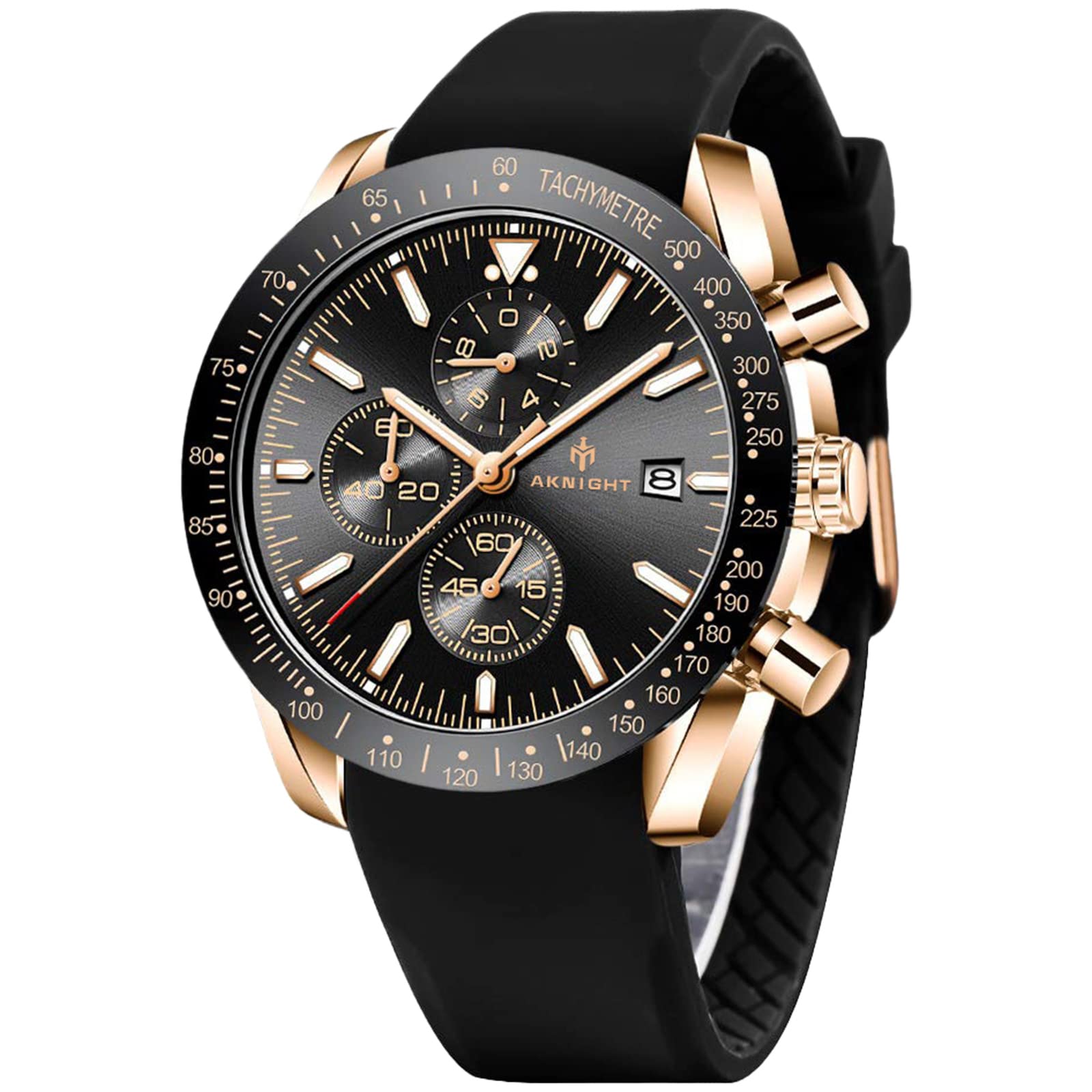 AKNIGHT Watch for Men Luxury Watches with Brown Leather Strap Timepiece Birthday Gift Wrist Watches, Luminous Sports Analog Quartz Movement Waterproof