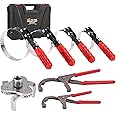 Spurtar Swivel Oil Filter Wrench Set of 7, Adjustable Wrench 2-3/4" to 5-1/4" (70-133mm), 9" & 12" Universal Oil Filter Plier