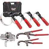 Spurtar Swivel Oil Filter Wrench Set of 7, Adjustable Wrench 2-3/4" to 5-1/4" (70-133mm), 9" & 12" Universal Oil Filter Plier