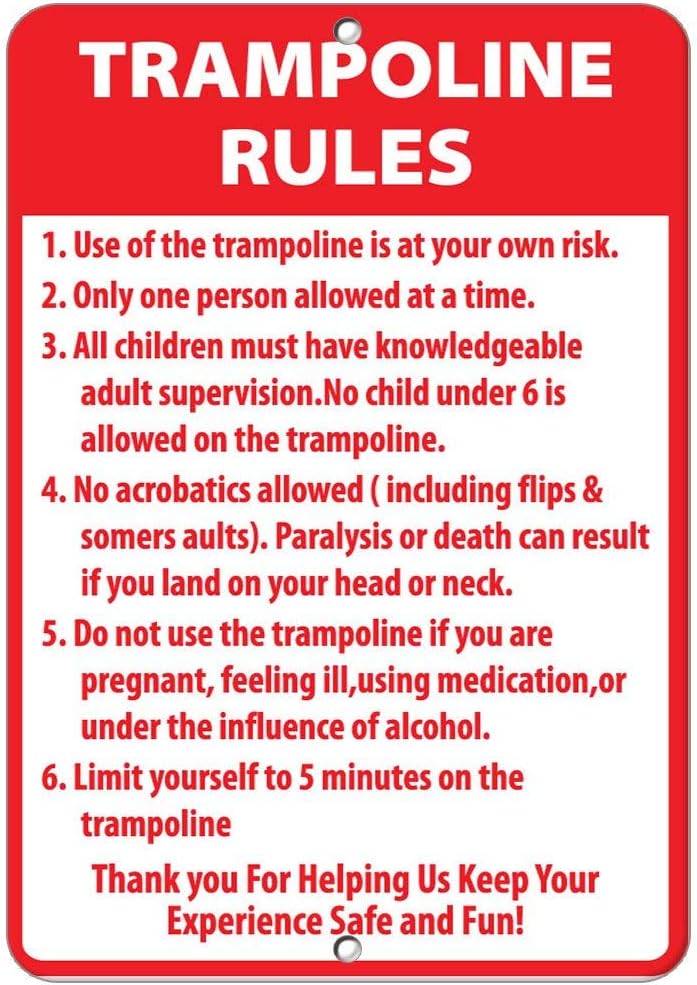 Trampoline Rules Activity Sign Park Signs Park Rules Signs Metal Sign