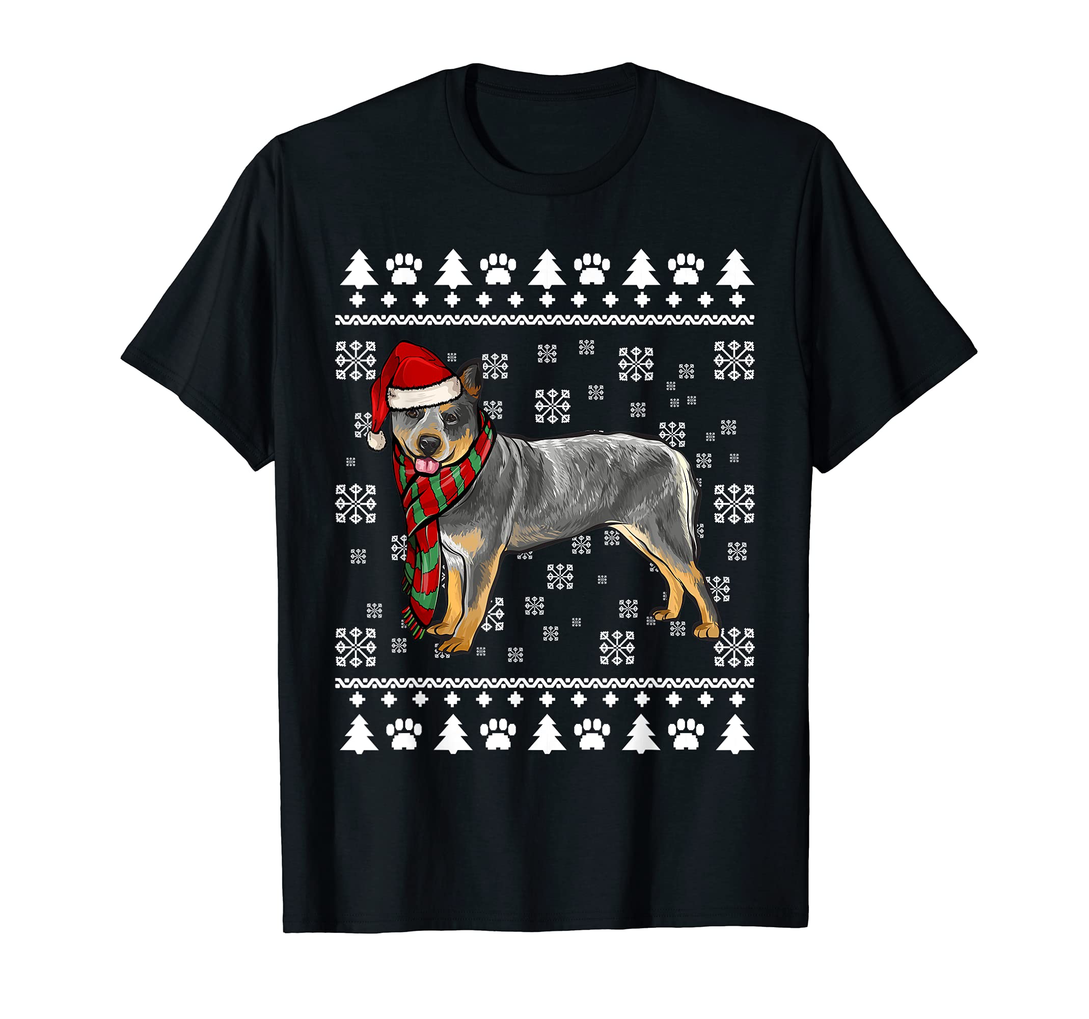 Australian Cattle Dog Santa Hat Xmas Ugly Christmas T-Shirt