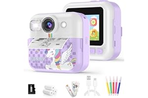 BOFIDAR Kids Instant Print Camera, 1080P Children Printable Cameras Christmas Birthday Gifts for Girls Age 3-10, Toddler Toys for 3 4 5 6 7 8 9 10 Year Old Boys with 3 Roller Photo Paper (Purple)