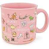 Disney Princess Icons Ceramic Camper Mug | BPA-Free Travel Coffee Cup For Espresso, Caffeine, Cocoa, Beverages | Home & Kitchen Essentials | Cute Gifts and Collectibles | Holds 20 Ounces | BPA-Free, For Espresso, Caffeine, Cocoa, Beverages
