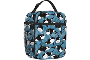 YOZIRIBO Kids Lunch Box Lunch Bag for Boys Girls, Reusable Insulated Lunch Boxes Tote Bag, High Capacity Leakproof Thermal Cooler Sack Food Handbags for School Work Picnic Camping Gifts (Killer Whale)