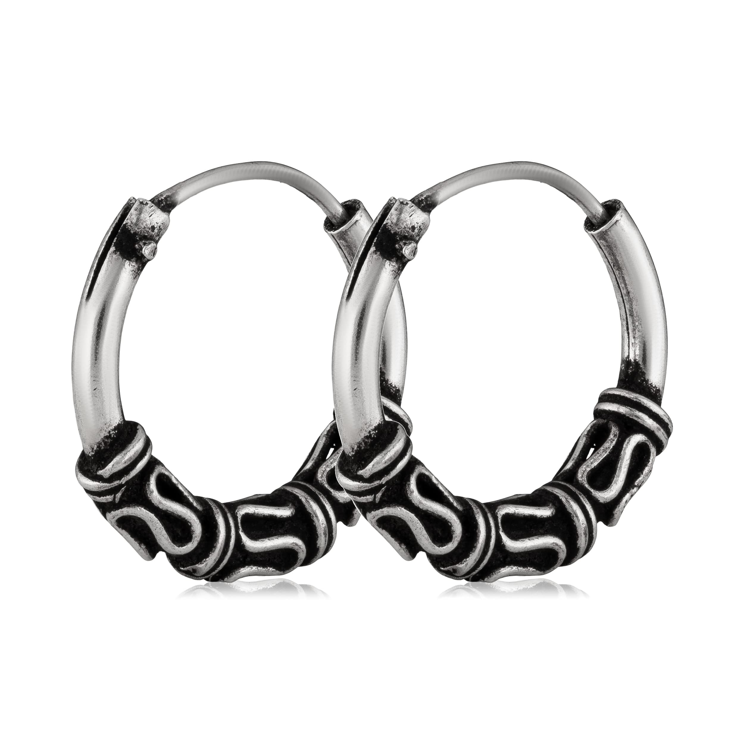 NKlaus Silver Pair 925 Sterling Silver Earrings Celtic Creole Gothic Celtic Ear Piercing 14mm 5041