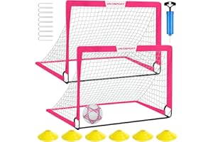 VAVOSPORT Kids Soccer Goals for Backyard Set - 2 of 4' x 3' Portable Soccer Goal Training Equipment, Pop Up Toddler Soccer Net with Soccer Ball, Soccer Set for Kids and Youth Games, Sports