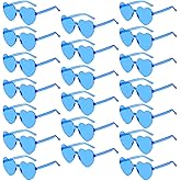 QYVEWY 20 Pack Heart Sunglasses for Women Candy Transparent Rimless Bulk Heart Shaped Glasses for Bachelorette Party Favors