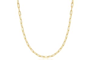 Barzel 18K Gold Plated Paperclip Necklace Chain 4MM - Made In Brazil