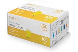 Medt - Pressure Activated Safety Lancets 26G x 1.8mm - Gamma Ray Sterilized, Ideal for Blood Testing, Single Use and Gentle for Comfortable Testing - Pack of 100