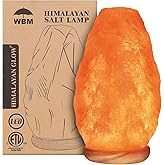 WBM Salt Lamp - USB Himalayan Salt Lamp with Touch Dimmer Control, Natural Pink Crystal, 5-7 lbs, Wooden Base, LED Bulb, Room