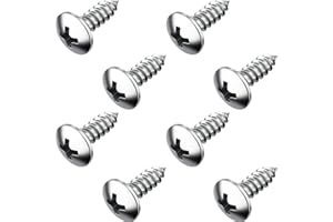 PRIME AVE Stainless Steel License Plate Screws for License Plates, Frames, Covers - Rust Proof Licence Plate Screw Set for Front/Rear Compatible with Buick Cadillac Chevrolet GMC