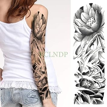 Tatuaje A Prueba De Agua Pegatina Rosa Espada Flor Brazo Completo