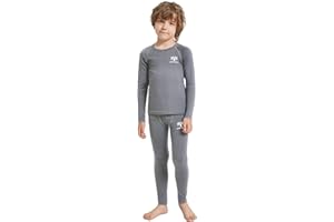 Adeptwool Boy Kids Merino Wool Base Layer Set Top and Bottom Thermal Underwear