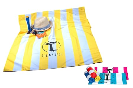 Funny Tree® Mikrofaser Strandhandtuch XXL 100x200 cm | XL 90x180 cm | Ultraleicht, schnelltrocknend, antibakteriell I Fitness