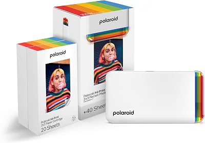 Polaroid Hi-Print 2x3 Bundle Printer with Paper Cartridges Bluetooth White