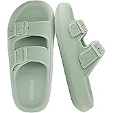 CUSHIONAIRE Fame Pillow Recovery Sandals for Women, Adjustable Double Buckle Waterproof EVA Cloud Slides for Women