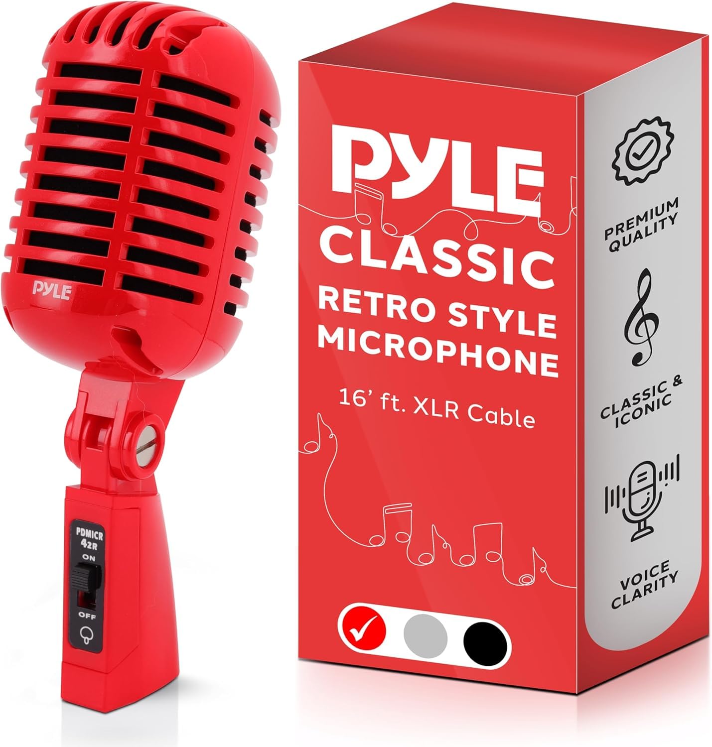 Pyle Vintage Dynamic Microphone, Retro Microphones, Classic Old Style Vocal Mics, Unidirectional Cardioid Mic w/ XLR Cable, Universal Stand Compatible, Live Performance, Studio Recording, Podcast — image 1