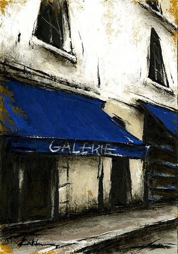 Amazon パリ 風景画 絵画 フランス 油絵 油彩画 中野克彦 青いひさしのあるギャラリー 額付き 版画 彫刻 通販