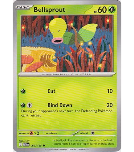 Amazon.com: Pokemon - Bellsprout 069/165 - Pokemon 151 - Reverse Foil -  Single Card : Toys & Games