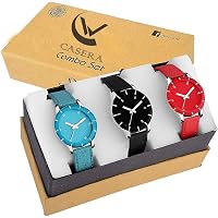 Casera Combo Pack of 3 Mullti Color Wrist Watch for Girls and Woman Watch