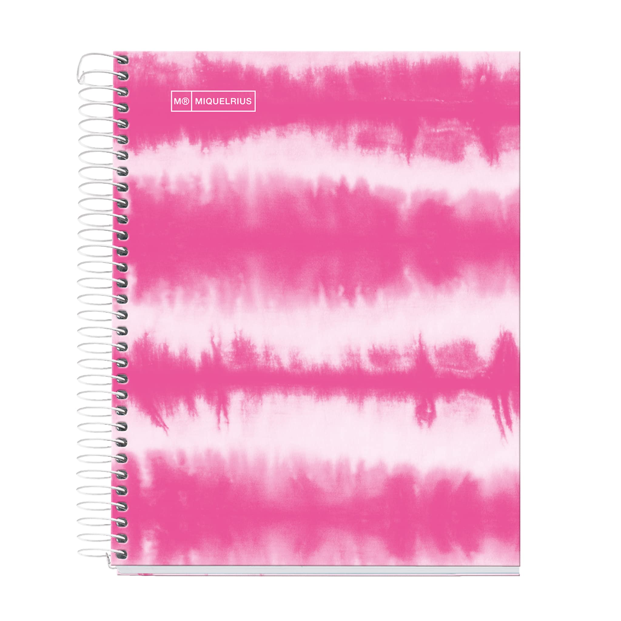 Miquelrius - Spiral notepad A5-120 sheets 90 g - grid 5 x 5 mm - 4 coloured stripes - laminated hard cover - Tie-dye lavender — image 1