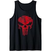 Marvel Punisher Distressed Red Skull Chest Logo V2 Tank Top