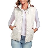 FIOPHY Women's Quilted Vest 2024 Sleeveless Zip Up Coat Stand Collar Gilet Jacket with Pockets