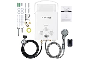 RUINOPAR Portable Water Heater Propane Tankless - 6L 1.58GPM RV on demand Hot Gas Outdoor Digital Display Water Heater for Camping,Boat,Cabins