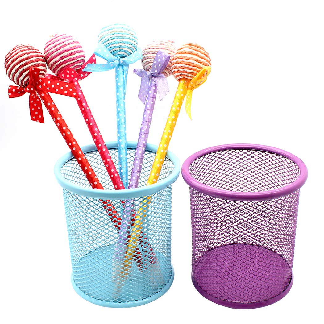 Gullor Desktop Pencil Holder, Office Supplies Desk Organizer Makeup Brush Holder, Set of 2, Light Blue and Purple