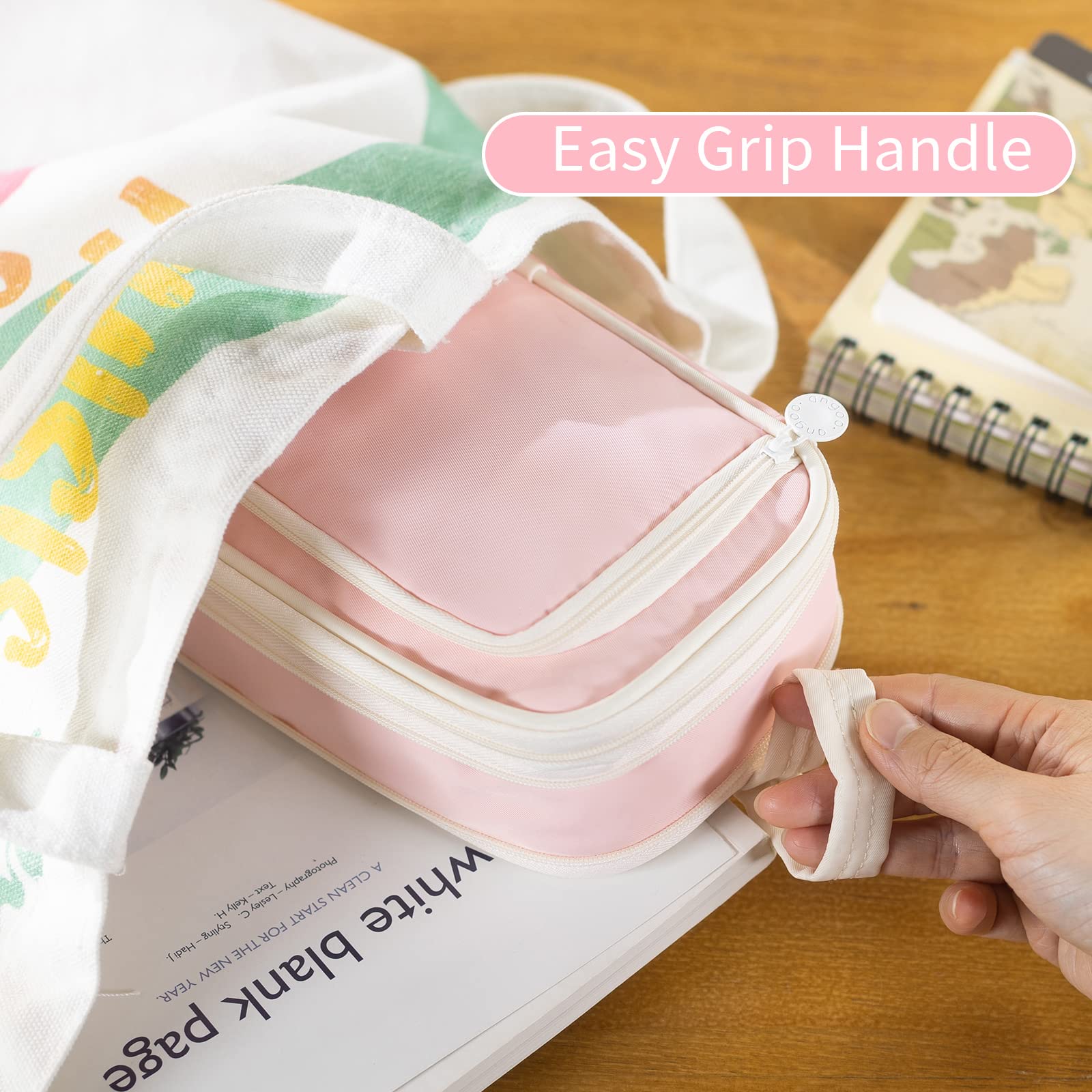 CICIMELON Large Capacity Pencil Pen Case Portable Pencil Pouch Bag Expandable School Supplies for Adults Girls Boys, Pink