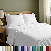 California Design Den Queen Sheet Set - Natural 100% Cotton Sheets Queen Size Bed Set with Deep Pockets, Soft Sateen Weave, Breathable and Durable Bedding (White)