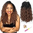 Short Gypsy Locs Crochet Faux Locs 12 Inch Brown Goddess Wavy Faux Locs crochet hair natural looking and Pre-Looped Synthetic Crochet Braids Dreadlocks Hair Extensions (12inch,T1B/30)