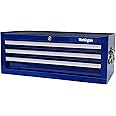 Workington Industrial 3 Drawers Portable Metal Intermediate Box, 26" Middle Tool Chest Cabinet with Ball Bearing Drawer Slides, Steel Tool Storage Box Organizer 4009 Blue
