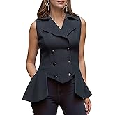 UniqKaliber Women's Victorian Waistcoat,1920s Outfits Renaissance Tweed Tailcoat Goth Steampunk Vest Jacket Top