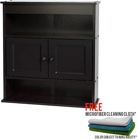Amazon Com Mainstays Bathroom Wall Cabinet Espresso With Free Microfiber Cleaning Cloth Home Kitchen