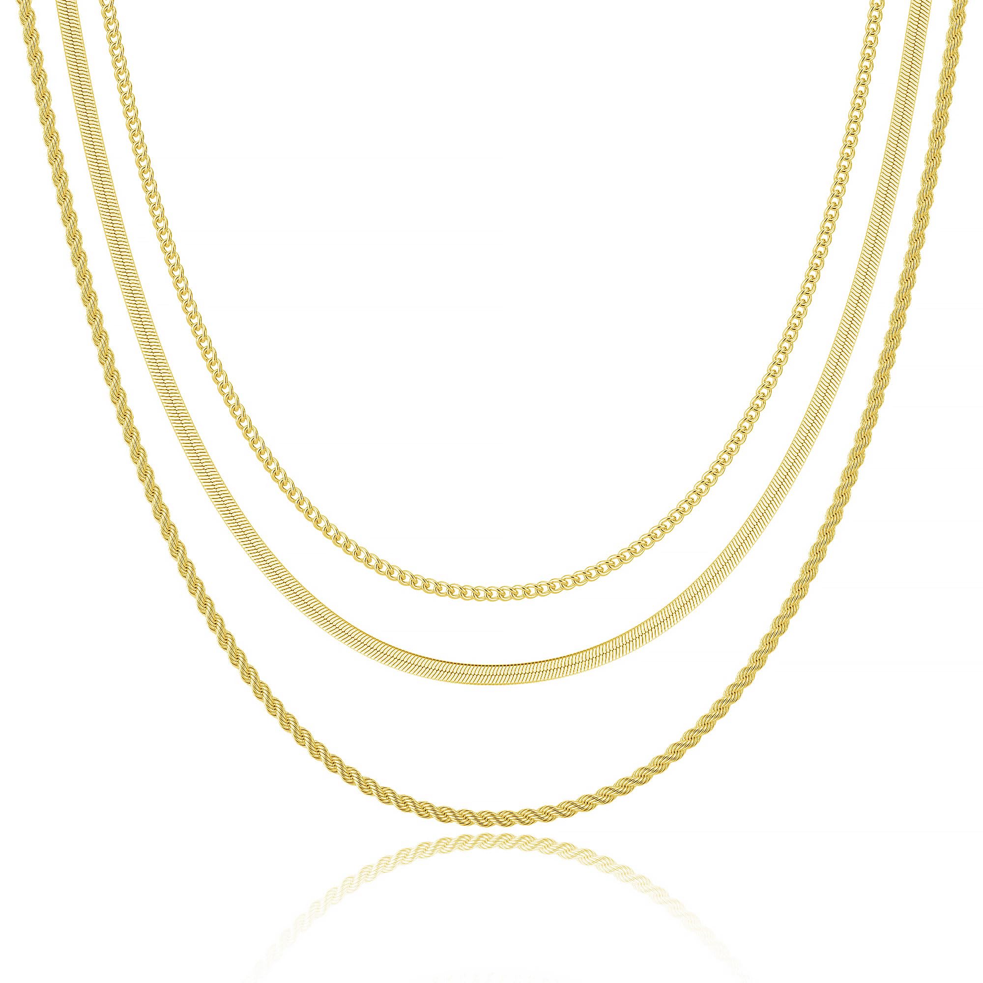 Freekiss Herringbone Necklace for Women,Dainty Gold Necklace,14k Gold Plated Snake,Gold Chain Choker Necklaces,Simple Gold Layered Necklaces,Gold Jewelry Gift for Women