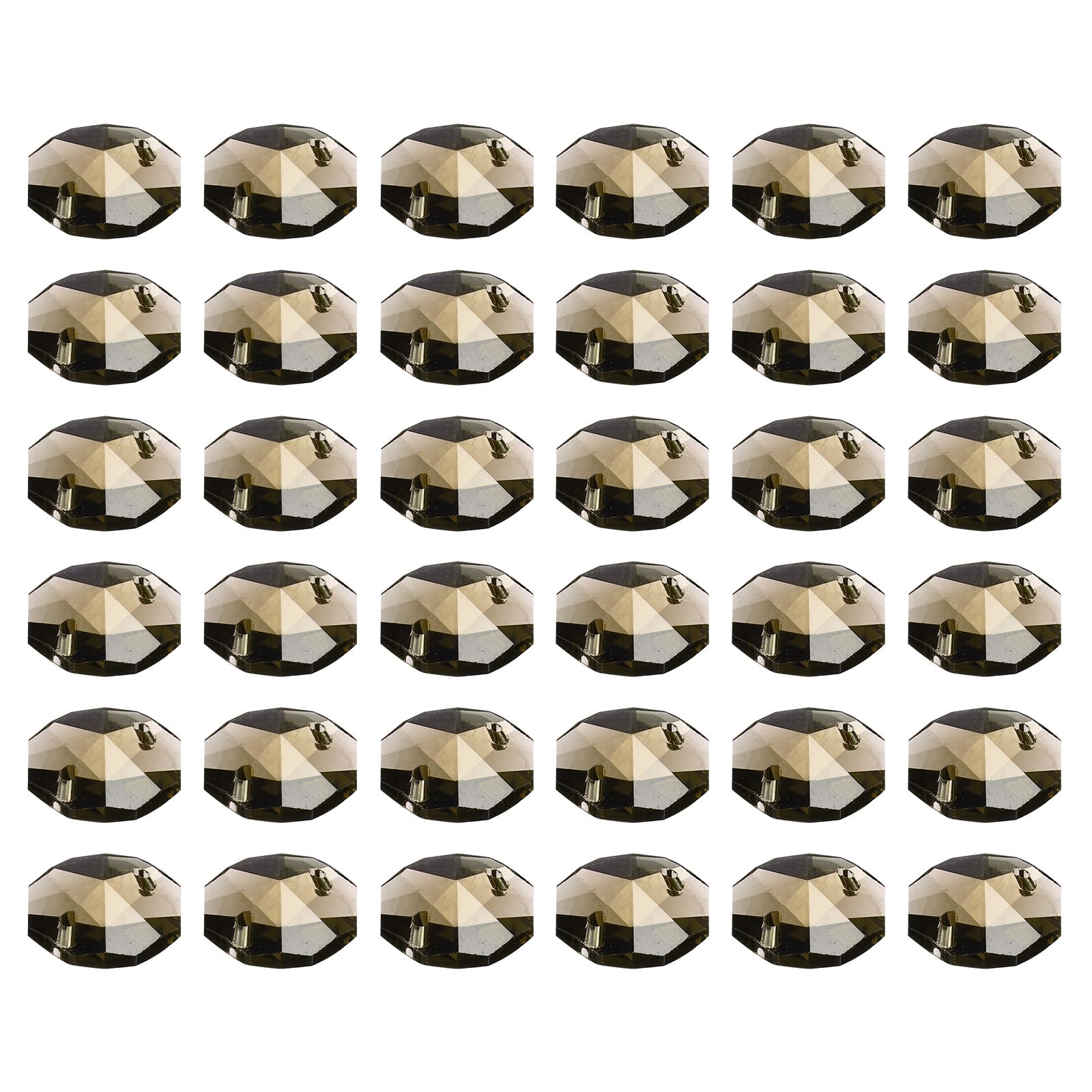 PATIKIL Crystal Octagon Beads, 40 Pack 14mm Chandelier Prisms Parts Hanging Beads DIY Lamp for Arts Crafts Decoration, Grey