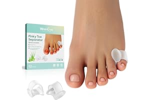 Welnove Gel Toe Separator, 12 Pack Pinky Toe Spacers, Aloe Vera Extract Infused Silicone Little Toe Spacers, Toe Cushions for