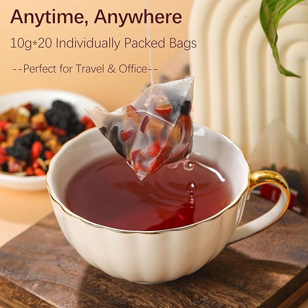 GINSENG-INFUSED FIVE TREASURE TEA, 200G KIDNEY TEA FORMULA, TRADITIONAL CHINESE HERBAL TEA, KIDNEY CARE TEA BAGS FOR WOMEN & MEN- 20BAGS/BOX (1 BOX, GINSENG FIVE TREASURES TEA)