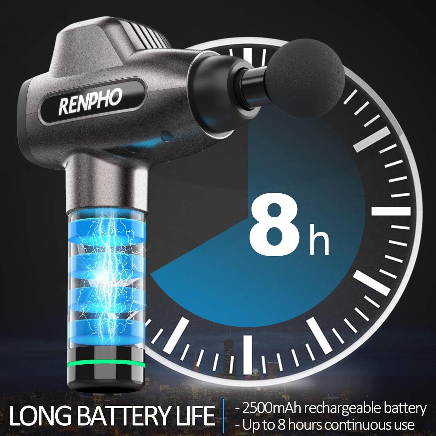 Massage Gun, RENPHO C3 Deep Tissue Muscle Massager, Powerful Percussion Massager Handheld with Portable Case for Home Gym Workouts Equipment, Back Neck Shoulder Soreness Stiffness Knots Tension Relief: Health & Personal Care